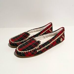 Jack Rogers‎ Millie Sherpa Lined Moccasins Plaid Red